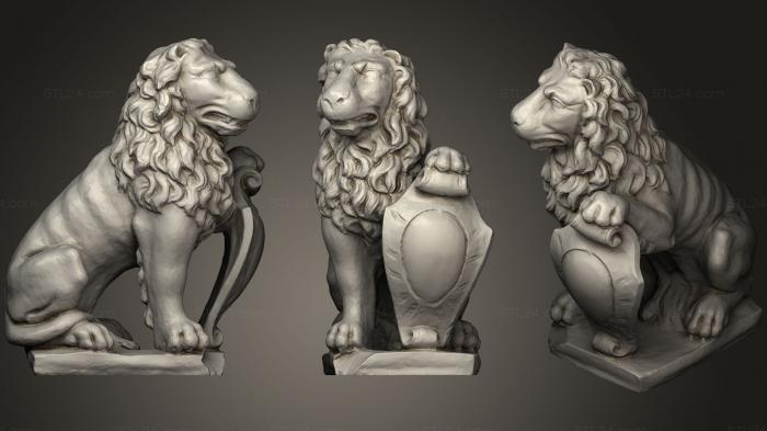 Статуэтки львы тигры сфинксы (Орнамент со львом, STKL_0297) 3D модель для ЧПУ станка
